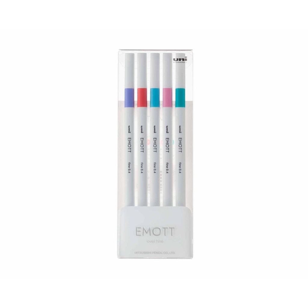 Uni-ball PEM-SY Set Nº5 Emott Candy Pop Colors Pack de 5 Rotuladores de Linea Fina - Punta 0.4mm - Tinta a Base de Agua - Diseño Innovador - Ancho de Linea Constante - Colores Surtidos