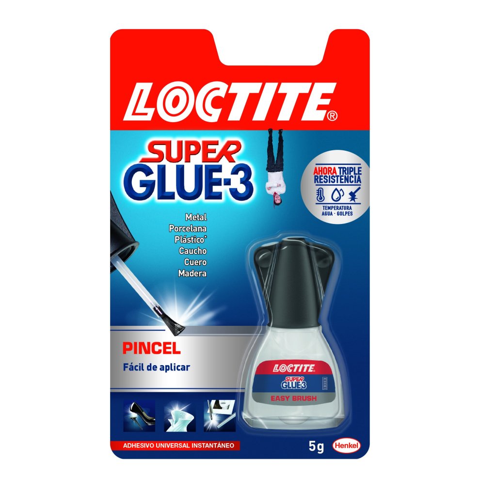 Loctite Super Glue-3 Pincel 5gr - Adhesivo Universal Triple Resistencia - Fuerza y Uso Instantaneo - 2640969/2046283/2640782/2641844/2971997