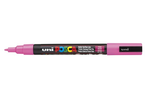 Posca PC-3M Marcador de Pintura - Punta de Poliester Conica 0.9-1.3mm - Tinta Base al Agua - Resistente a la Luz - Color Rosa