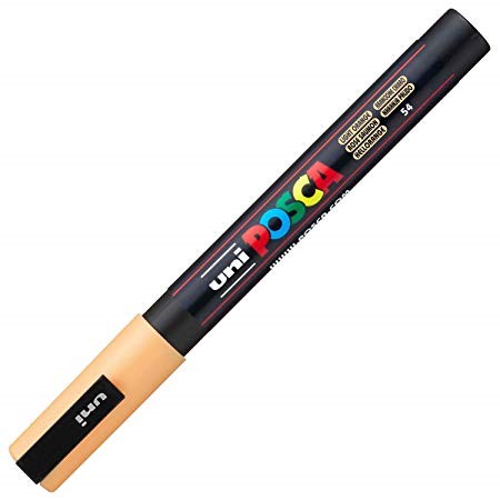 Posca PC-3M Marcador de Pintura - Punta Conica de Poliester 0.9-1.3mm - Tinta Base al Agua - Resistente a la Luz - Color Naranja Claro
