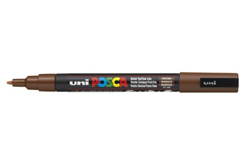 Posca PC-3M Marcador de Pintura - Punta Conica de Poliester 0.9-1.3mm - Tinta Base al Agua - Resistente a la Luz - Color Marrón