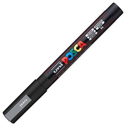 Posca PC-3M Marcador de Pintura - Punta Conica de Poliester 0.9-1.3mm - Tinta Base al Agua - Resistente a la Luz - Color Plata