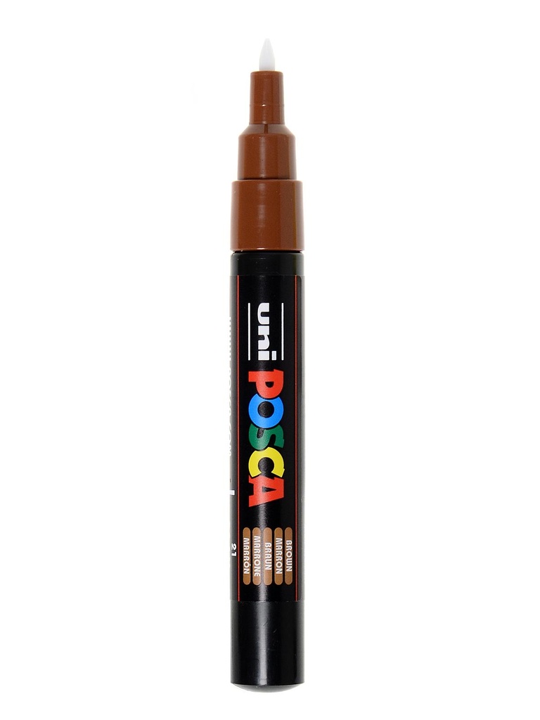Posca PC-1M Marcador de Pintura - Punta de Poliester Conica 0.7mm - Tinta Base al Agua - Resistente a la Luz - No Permanente - Color Marrón