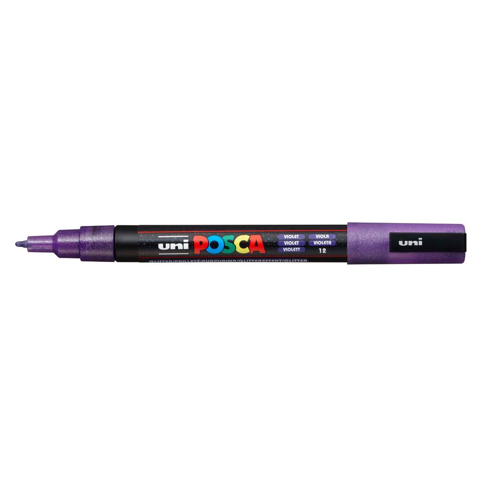 Posca PC-3ML Marcador de Pintura - Punta Conica de Poliester 0.9-1.3mm - Tinta Base al Agua - Resistente a la Luz - No Permanente - Color Violeta