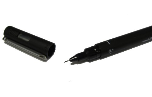 Uni-ball PIN01-200(S) Rotulador Calibrado - Punta Poliacetal 0.1mm - Tinta Pigmentada Resistente al Agua y Luz - Color Negro