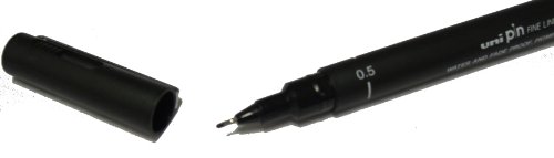 Uni-ball PIN05-200(S) Rotulador Calibrado - Punta Poliacetal 0.5mm - Tinta Pigmentada Resistente al Agua y Luz - Color Negro
