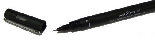 Uni-ball PIN04-200(S) Rotulador Calibrado - Punta Poliacetal 0.4mm - Tinta Pigmentada Resistente al Agua y Luz - Color Negro