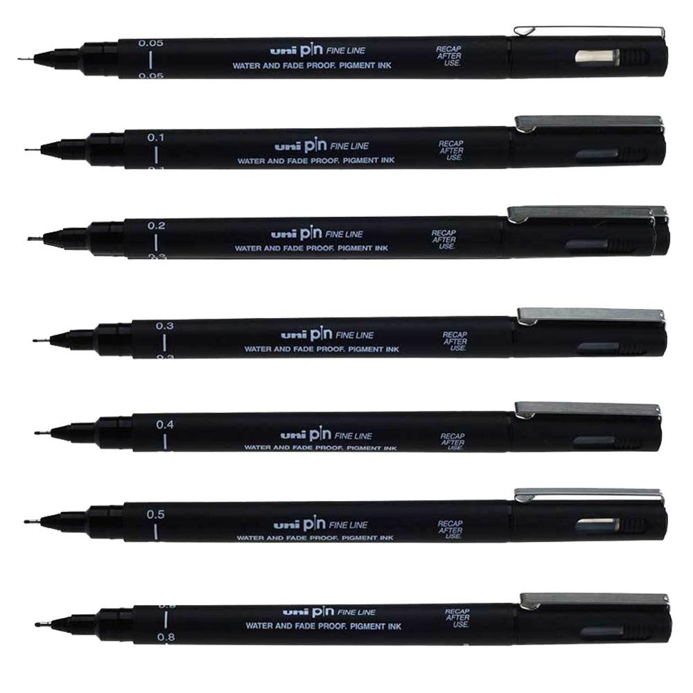 Uni-ball PIN Rotulador Calibrado 06 - Punta Poliacetal 0.6mm - Tinta Resistente al Agua y Luz - Color Negro