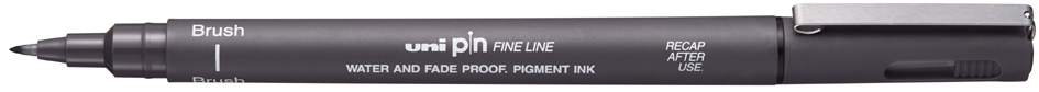 Uni-ball PINBR-200(S) Rotulador Calibrado - Punta Poliacetal Brush - Tinta Pigmentada Resistente al Agua y Luz - Color Gris Claro