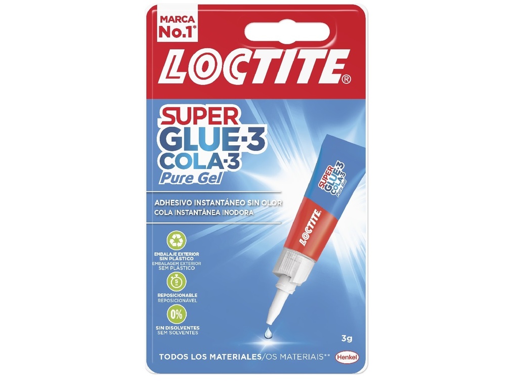 Loctite Superglue-3 Gel Reposicionable 3gr - Adhesivo Instantaneo e Inodoro - Uniones Precisas y Transparentes - Ideal para Superficies Porosas o Verticales - Adhesivo Multimaterial