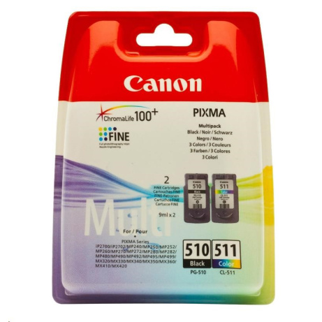 Canon PG-510/CL-511 Multipack de 2 Cartuchos de Tinta Originales + 50 Hojas de Papel Fotografico - 2970B017