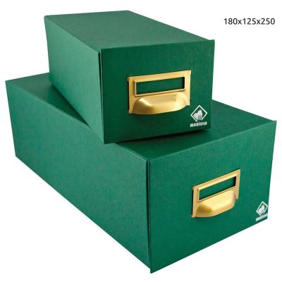 Mariola Fichero Carton Forrado en Geltex Nº3 para 500 Fichas - Medidas 180x125x250mm - Resistente y Duradero - Color Verde