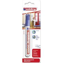 Edding 3000 Rotulador Permanente - Punta Redonda de 1.5mm - Trazo entre 1.5 y 3mm - Recargable - Secado Rapido - Color Azul