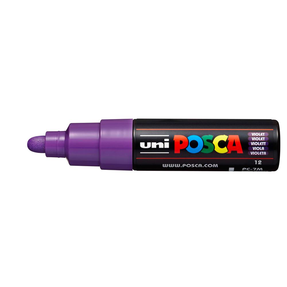 Posca PC-7M Marcador de Pintura - Punta de Bala 4.5-5.5mm - Tinta Base al Agua - Resistente a la Luz - No Permanente - Color Violeta