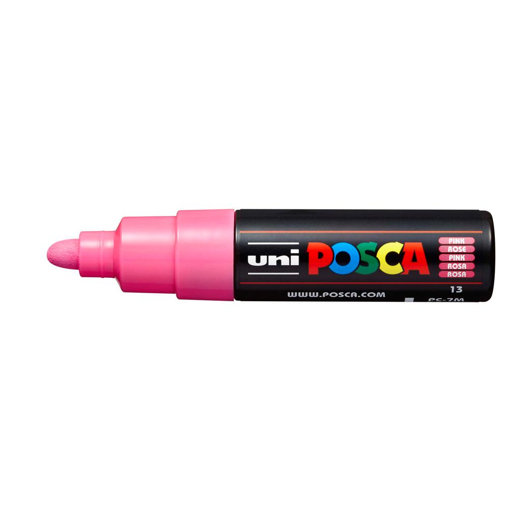 Posca PC-7M Marcador de Pintura - Punta de Bala 4.5-5.5mm - Tinta Base al Agua - Resistente a la Luz - Color Rosa