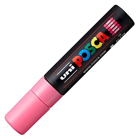 Posca PC-17K Marcador de Pintura - Punta Biselada de Poliester 15mm - Ancho de Trazo Muy Grueso - Tinta Base al Agua - Resistente a la Luz - Color Rosa