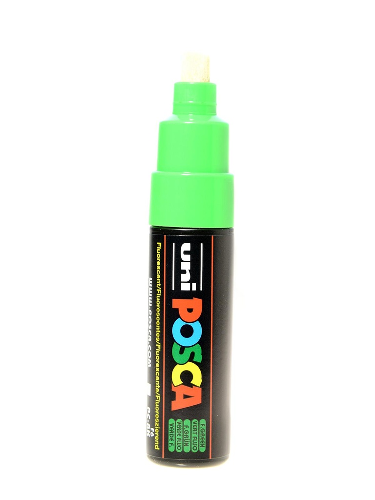 Posca PC-8K Marcador de Pintura - Punta Biselada Acrilica 8mm - Tinta Base al Agua - No Permanente - Resistente a la Luz - Color Verde