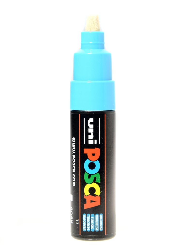 Posca PC-8K Marcador de Pintura - Punta Biselada Acrilica 8mm - Tinta Base al Agua - Resistente a la Luz - No Permanente - Color Turquesa