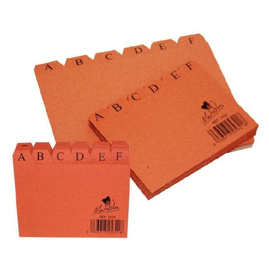 Mariola Indice A-Z Nº4 para Fichero - Medidas 200x120mm - Color Marron