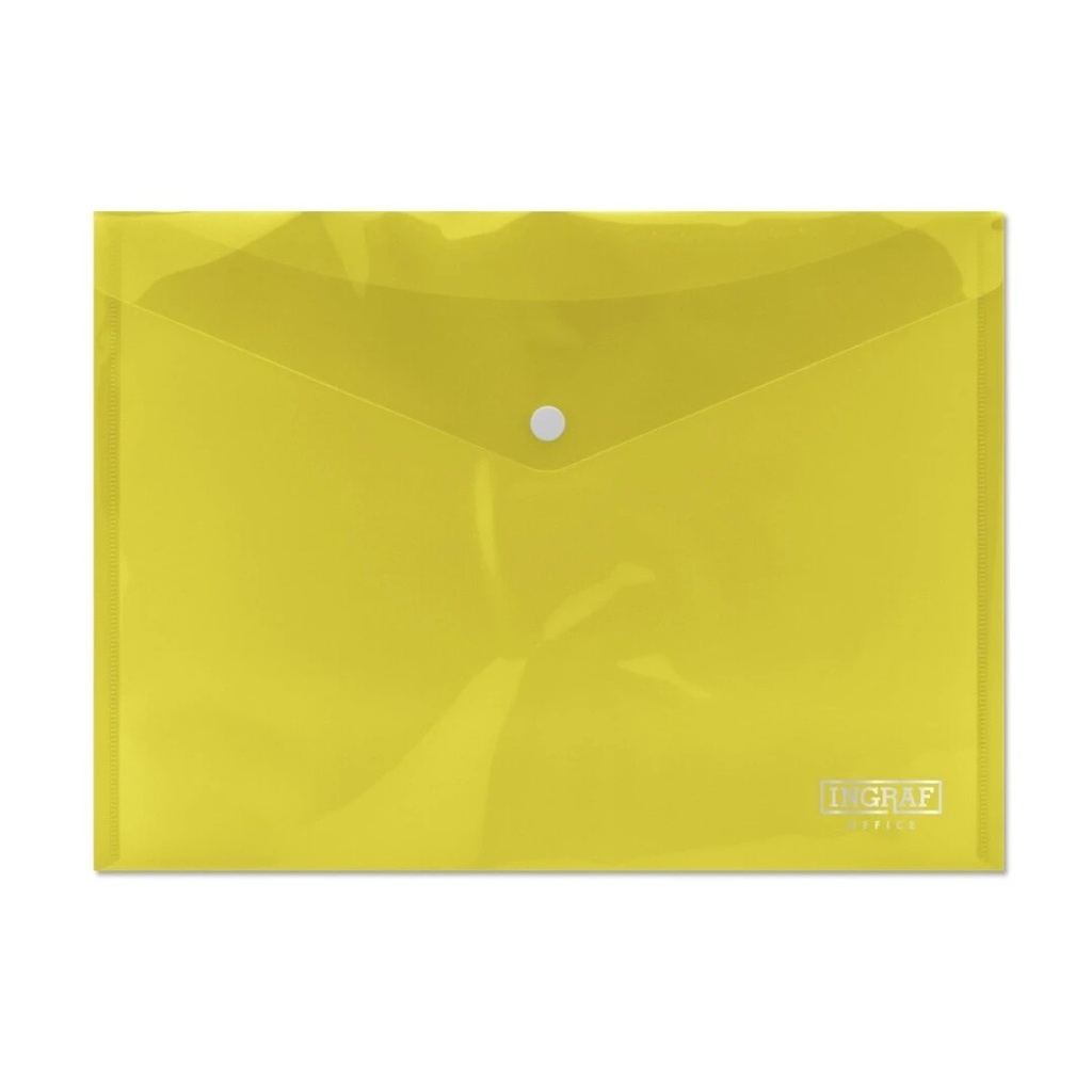 Ingraf Sobre Portadocumentos A4 - Cierre de Broche - Polipropileno Cristal Transparente - Color Amarillo