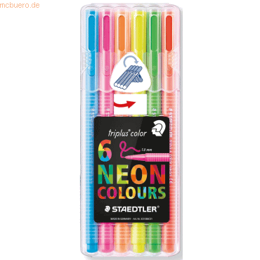 Staedtler Triplus Color 323 Pack de 6 Rotuladores de Punta Fina - Trazo 1mm Aprox - Tinta Base de Agua - Colores Surtidos