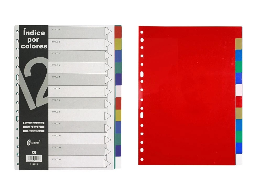 Bismark Pack de 12 Separadores - Tamaño A4 - Extragruesos - Fabricados en Polipropileno - Colores Surtidos