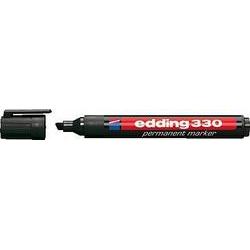 Edding 330 Rotulador Permanente - Punta Biselada - Trazo entre 1 y 5 mm. - Tinta casi Inodora - Capuchon con Clip - Secado Rapido - Color Negro