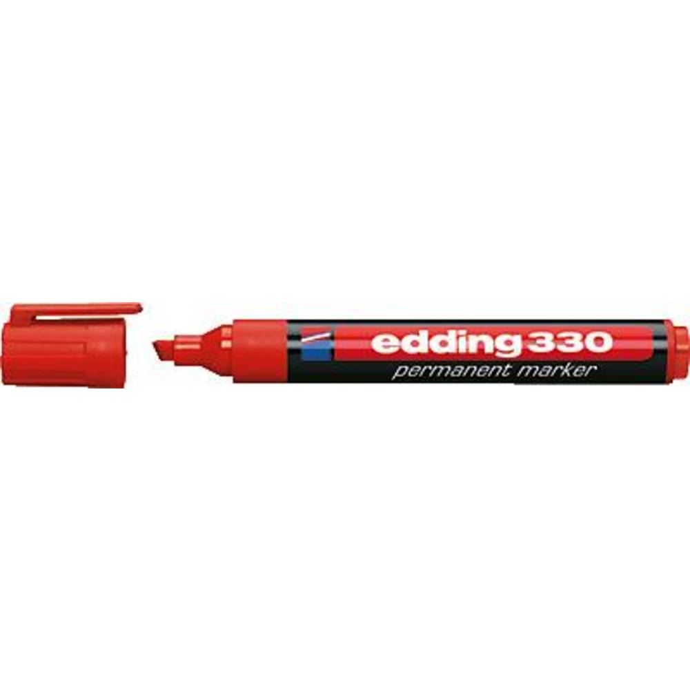 Edding 330 Rotulador Permanente - Punta Biselada - Trazo entre 1 y 5 mm. - Tinta casi Inodora - Capuchon con Clip - Secado Rapido - Color Rojo