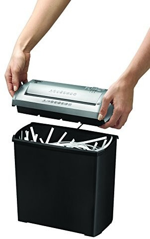Fellowes Trito 2S Destructora de Papel Manual Corte en Tiras - Destruye hasta 5 Hojas a la Vez - Capacidad de la Papelera 11L - Color Negro/Plata