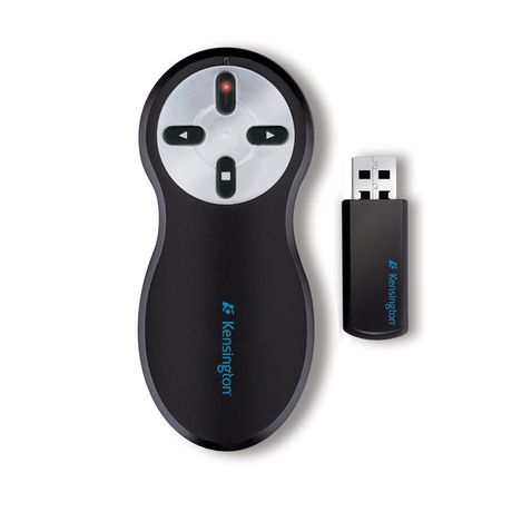 Kensington Presentador Inalambrico con Laser Rojo - Alcance de 20 Metros - Almacenamiento Interno USB - Negro