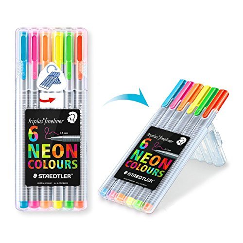 Staedtler Triplus Fineliner 334 Pack de 6 Rotuladores de Punta Fina - Trazo 0.3mm Aprox - Tinta Base de Agua - Colores Surtidos