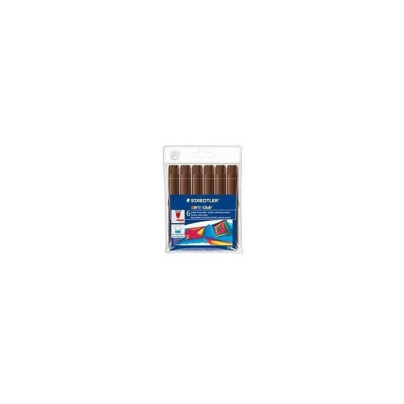 Staedtler Noris Watercolour 340 Pack de 6 Rotuladores de Gran Tamaño - Trazo 3mm Aprox - Lavable Facilmente - Tinta Base de Agua - Color Marron