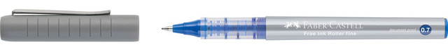 Faber-Castell Roller Free Ink Boligrafo de Tinta Liquida - Punta Conica 0,7mm - Ancho de Linea Fino - Clip de Metal - Color Azul