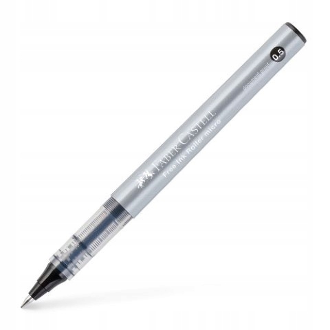 Faber-Castell Roller Free Ink Boligrafo de Tinta Liquida - Punta Conica 0,5mm - Ancho de Linea Extrafino - Clip de Metal - Color Negro