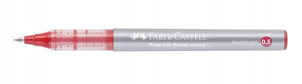 Faber-Castell Roller Free Ink Boligrafo de Tinta Liquida - Punta Conica 0,5mm - Ancho de Linea Extrafino - Clip de Metal - Color Rojo