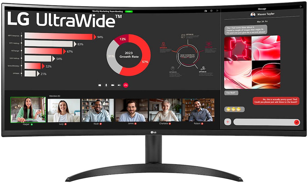 LG Ultrawide Monitor 34" Curvo LED VA WQHD 100Hz HDR10 FreeSync - Respuesta 5ms - Angulo de Vision 178º - 21:9 - HDMI, DisplayPort - VESA 100x100mm