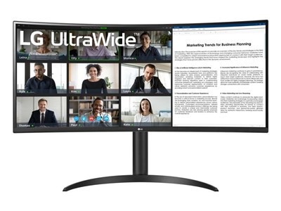 LG Ultrawide Monitor 34" Curvo LED VA WQHD 100Hz - Respuesta 5ms - Angulo de Vision 178º - Ajustable en Altura e Inclinacion - 21:9 - USB-A, USB-C 65W, HDMI, DisplayPort - VESA 100x100mm