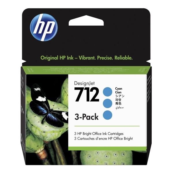 HP 712 Cyan Pack de 3 Cartuchos de Tinta Originales - 3ED77A