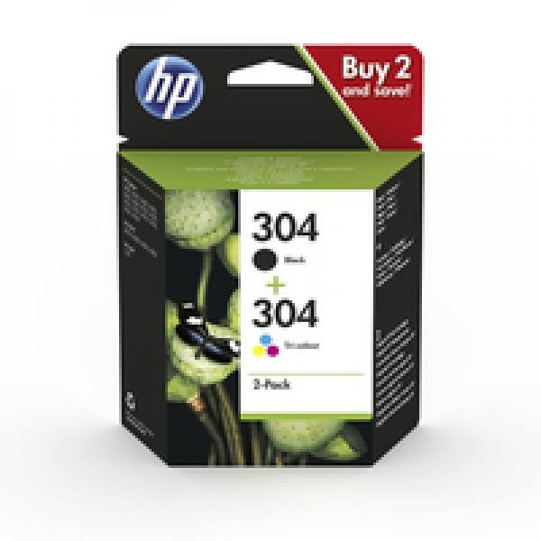 HP 304 Negro + Color Pack de 2 Cartuchos de Tinta Originales - 3JB05AE