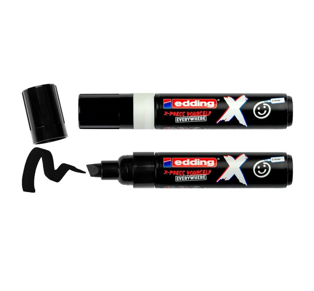 Edding X 6900 Pack de 2 Rotuladores Multisuperficie Permanentes de Tinta Opaca - Punta Biselada con Trazo 2-10mm - Color Blanco y Negro