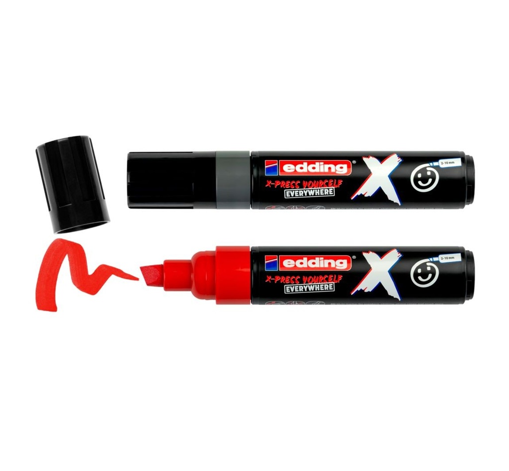 Edding X 6900 Pack de 2 Rotuladores Multisuperficie Permanentes de Tinta Opaca - Punta Biselada con Trazo 2-10mm - Color Gris y Rojo