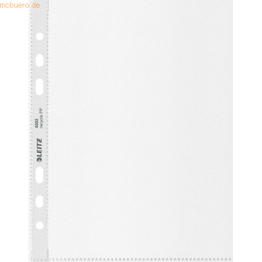 Leitz A5 Recycle Pack de 25 Fundas Mutitaladro A5 - 6 Taladros - Plastico Reciclado - 100% Reciclable - Transparente