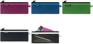 Leitz WOW Bolsa Porta-Todo Mediana 2 Compartimentos - Tamaño 85x6x210mm - Lavable y Duradera - Cierre de Cremallera - Color Fucsia