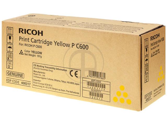 Ricoh PC600 Amarillo Cartucho de Toner Original - 408317/P C600Y