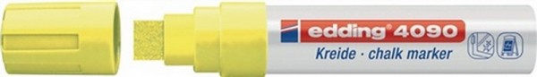 Edding 4090 Rotulador de Tiza Liquida - Punta Biselada - Trazo entre 4 y 15mm - Olor Neutro - Color Amarillo Neon