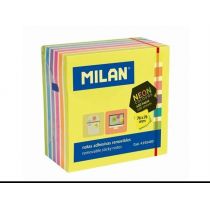 Milan Bloc de 400 Notas Adhesivas Neon - Removibles - 76mm x 76mm - Colores Surtidos
