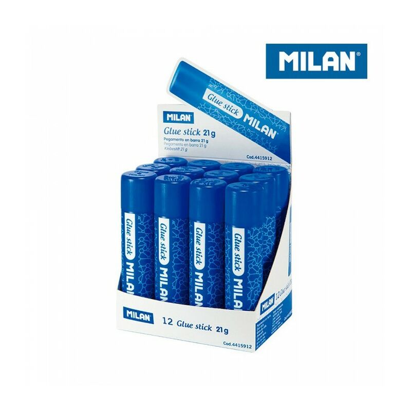 Milan Barra de Pegamento Mediano - Cantidad 21gr - Sin Disolventes - Secado Rapido - Uso Escolar