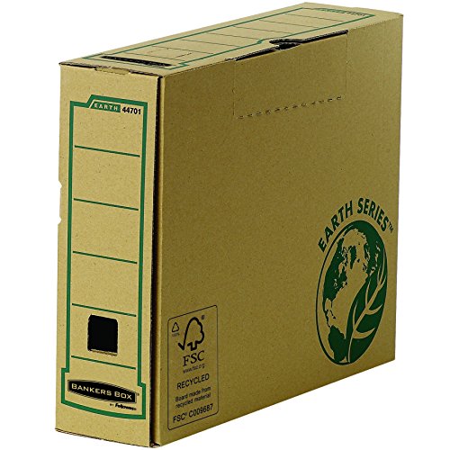 Fellowes Bankers Box Earth Caja de Archivo Definitivo A4 80mm - Montaje Manual - Carton Reciclado Certificacion FSC - Color Marron