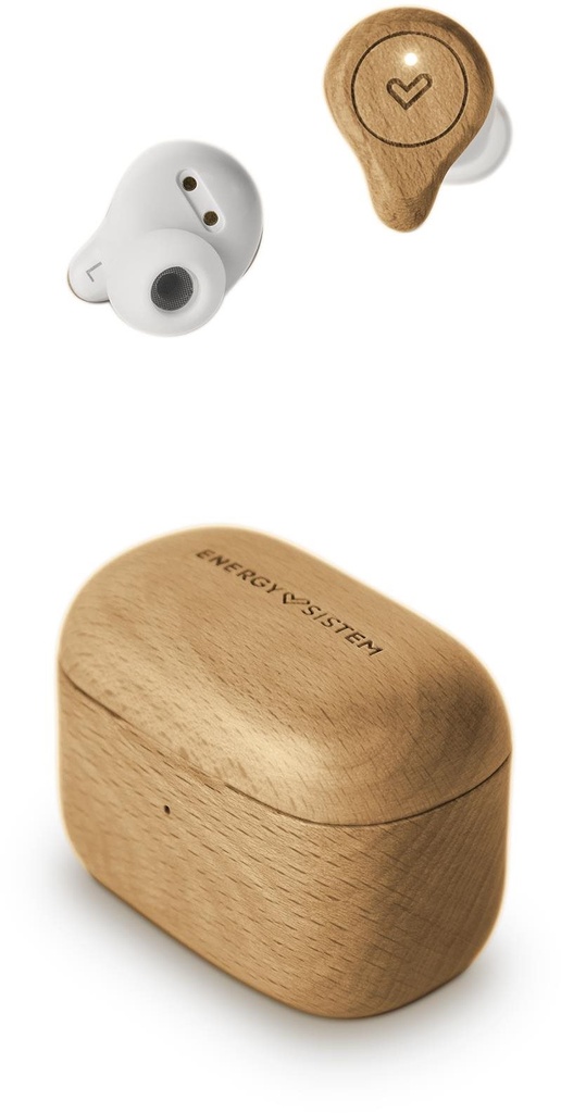 Energy Sistem Auriculares Eco Inalambrico BeechWood - Madera Sostenible - Inalambrico Caja de Carga - Diseño Compacto - Color Marron