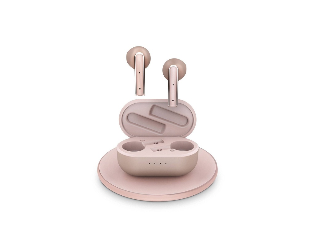 Energy Sistem Auriculares Bluetooth True Wireless - Base de Carga Inalambrica Incluida - 25 horas de Musica - Color Rosa Oro